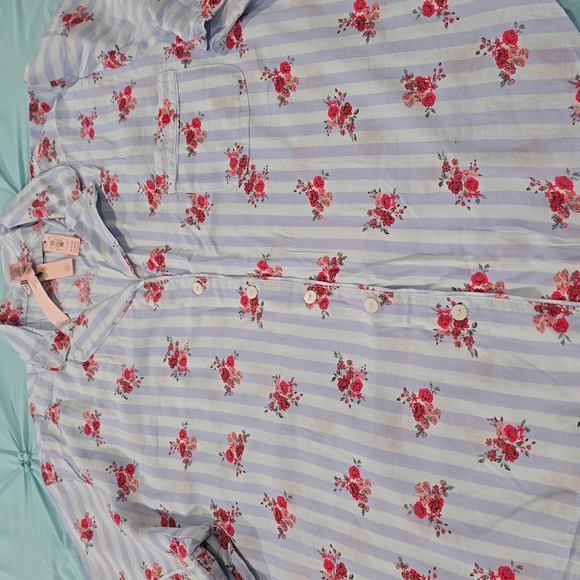 NWT-Victoria's Secret Blue Floral Pajama Set - Picture 4 of 9